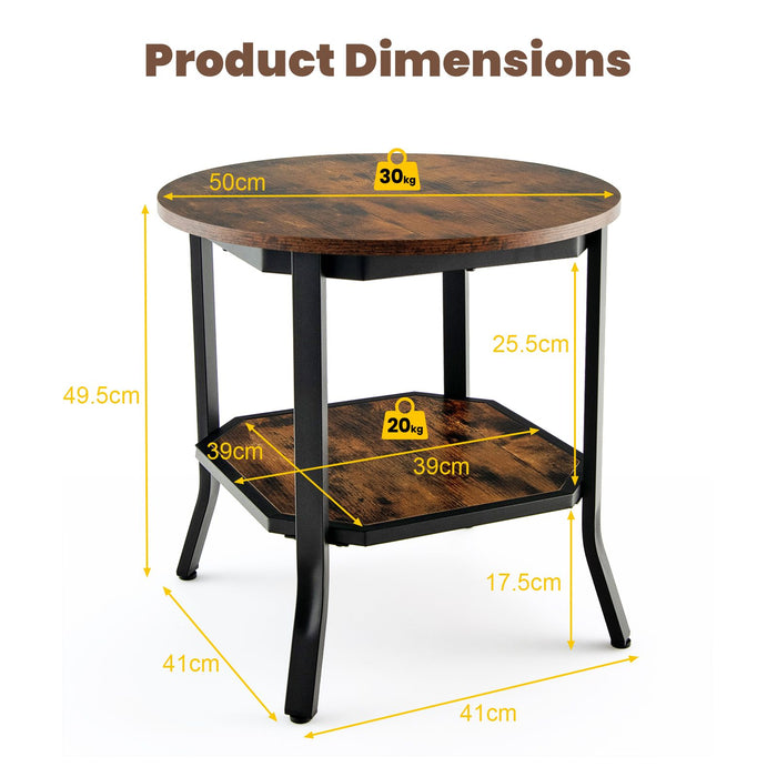 2-Tier Industrial round End Table
