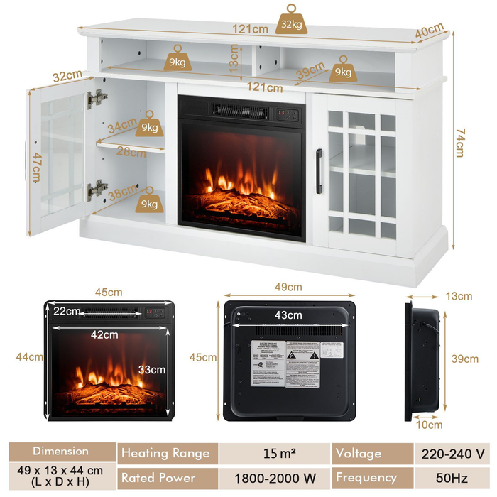 1400W Electric Fireplace with Mantel for Tvs up to 55 Inches