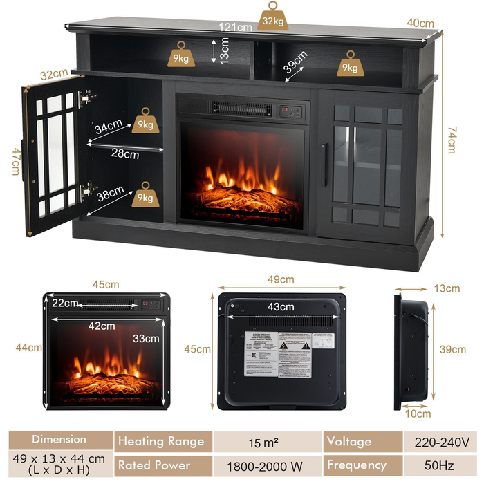 1400W Electric Fireplace with Mantel for Tvs up to 55 Inches