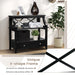 3-Tier X-Shaped Console Table with Drawer and Open Storage Shelves