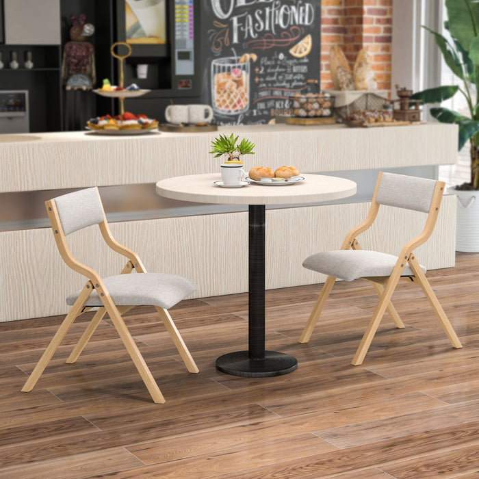 Folding Dining Chair Set of 2 with Solid Wood Frame and Padded Seat