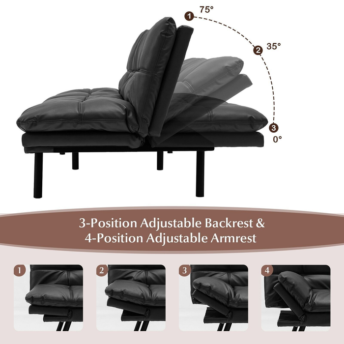 2 Seater Convertible Sofa Bed with Reclining Backrest