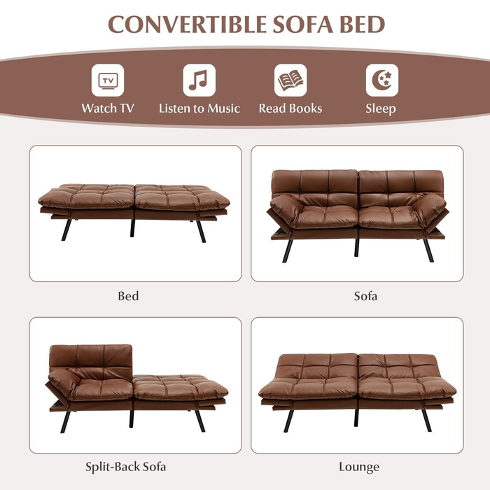 2 Seater Convertible Sofa Bed with Reclining Backrest