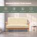 2-Seater Wooden Upholstered Loveseat with Rubber Wood Armrests