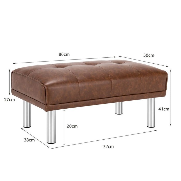 Leather Tufted Upholstered Ottoman Bench for Living Room Entryway