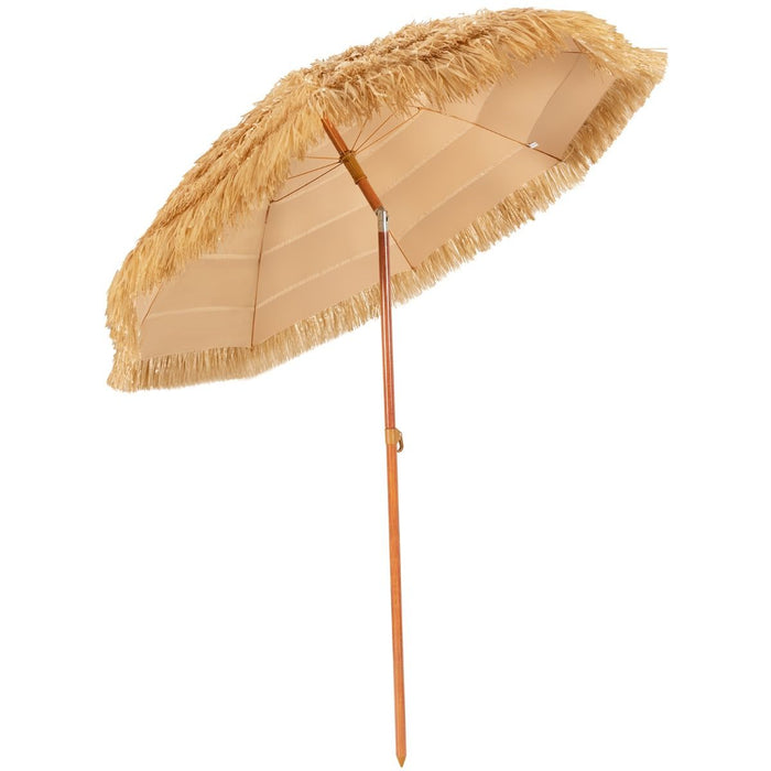 1.8M Portable Thatched Tiki Beach Umbrella with Adjustable Tilt