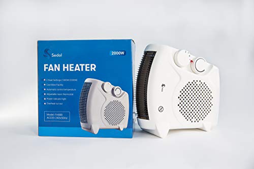 Sedol 2KW Upright or Flatbed Electric Fan Heater with 2 Heat Settings - White