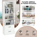 6-Tier Modern Wooden Bookshelf with 4 Open Shelves and 2 Drawers