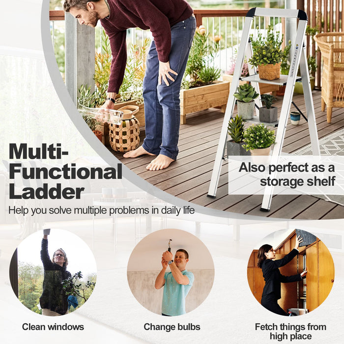 Aluminum Folding Step Stool with Non-Slip Pedal and Footpads