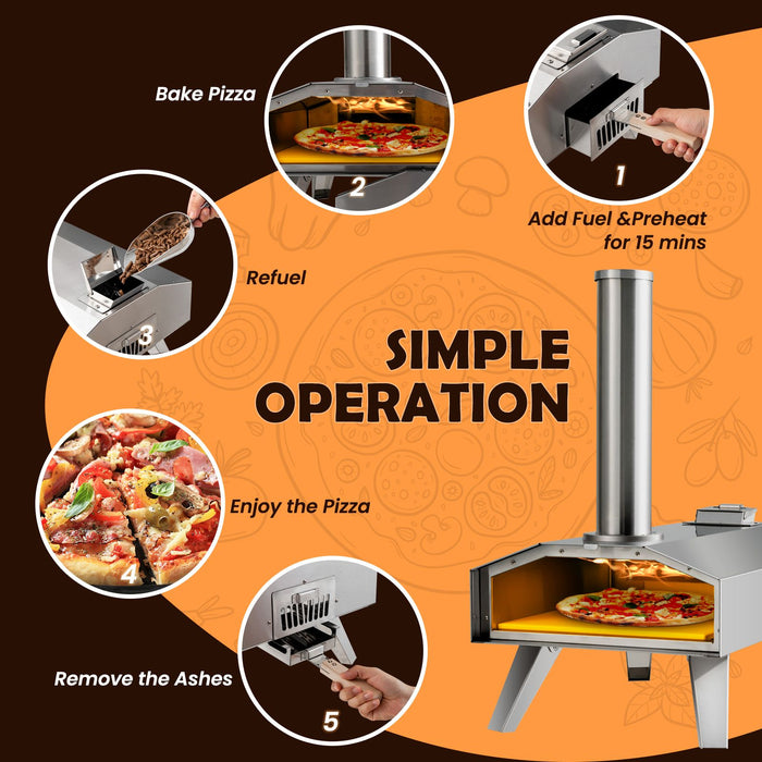 Portable Outdoor Stainless Steel Pizza Oven for Camping Picnic