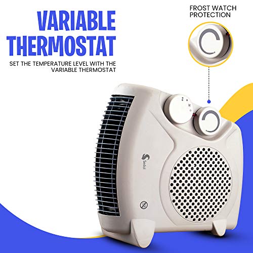 Sedol 2KW Upright or Flatbed Electric Fan Heater with 2 Heat Settings - White