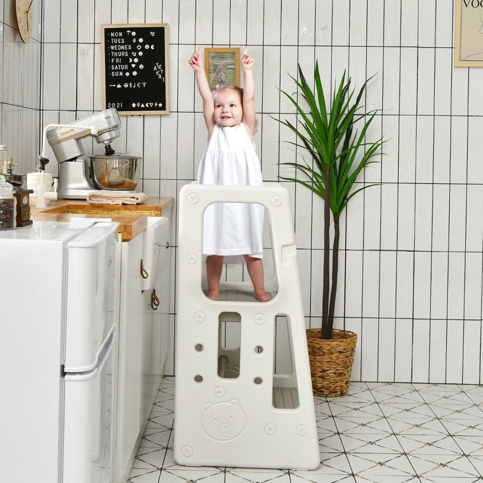 Kids Non-Slip Kitchen Step Stool with Double Safety Rails