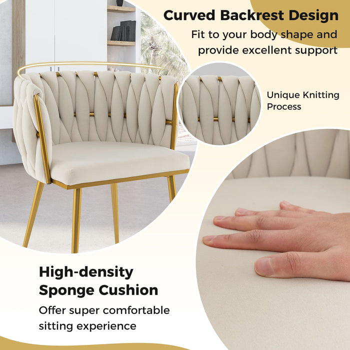 Upholstered Dining Chair Set of 2 with Curved Backrest