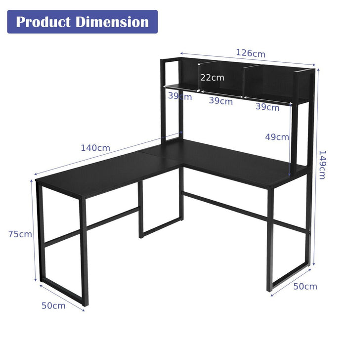 L-Shaped Corner Computer Desk with Storage Bookshelf