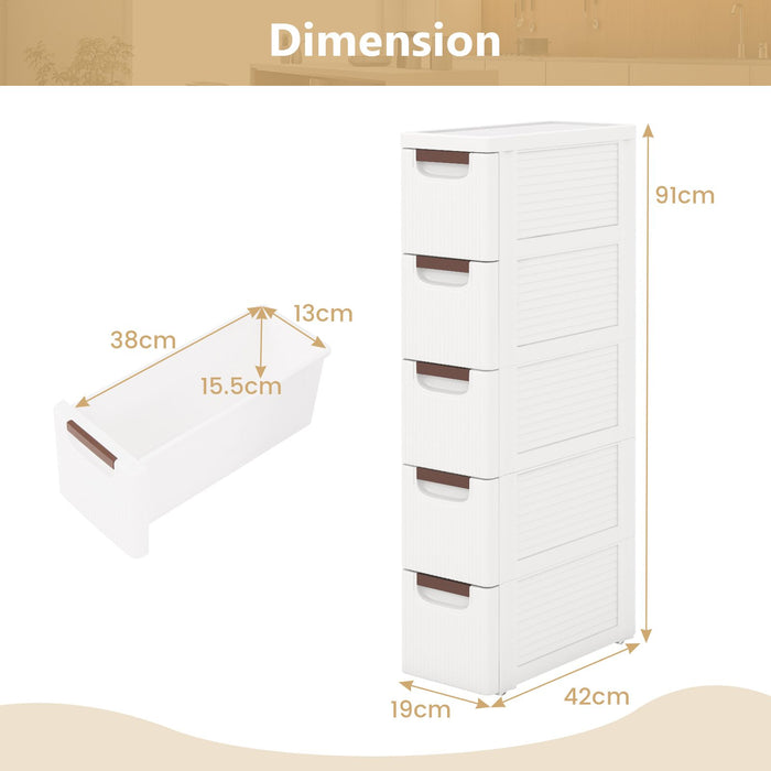 3/4/5-Drawer Narrow Storage Cabinet for Small Space