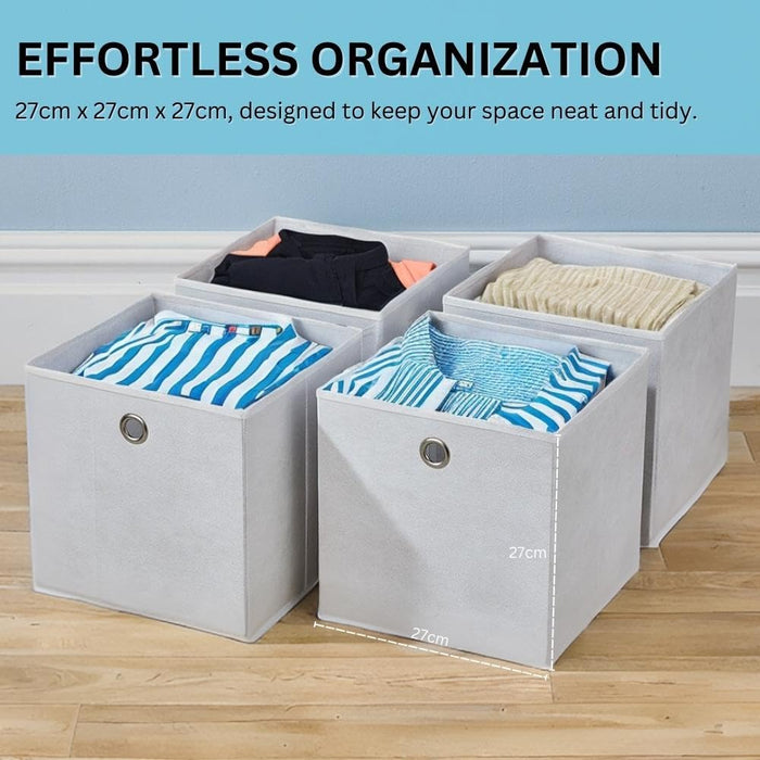 SEDOL Storage Boxes - (Set of 4) 27×27cm Non-Woven Fabric Foldable Storage Cube