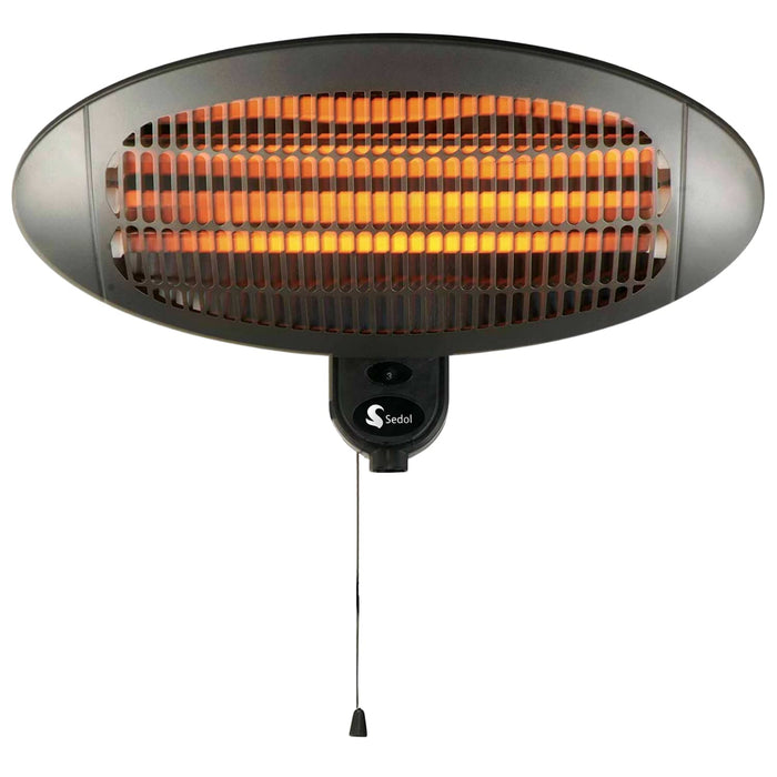 SEDOL Electric Patio Heater - Wall Mount 2KW Quartz Halogen Heater