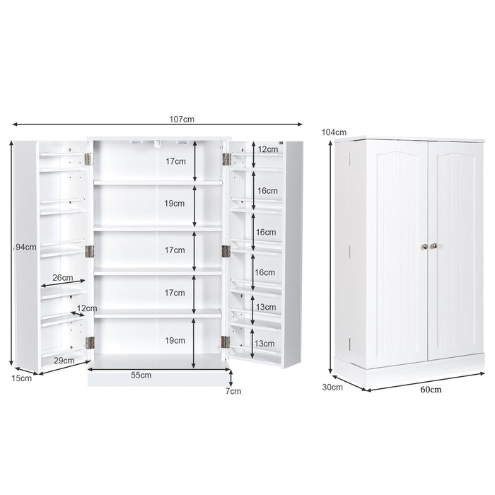 2-Door Pantry Cabinet with 6 Adjustable Shelves