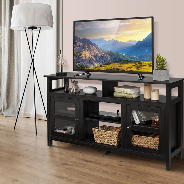 Living Room Console Table for Tvs with Wooden Fireplace and 2 Cabinets
