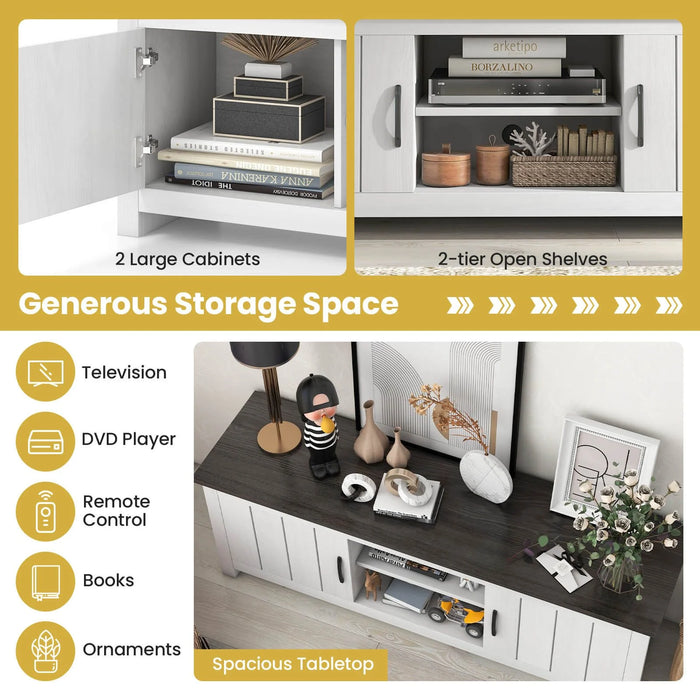 TV Stand with 2 Doors and Storage Shelves for Tvs up to 65 Inches