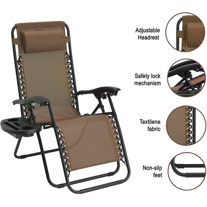 SEDOL Zero Gravity Chairs (Set of 2) - Reclining & Folding Outdoor Chair for Garden, Decking, and Patio