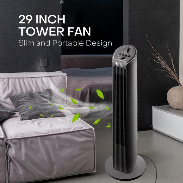 SEDOL Tower Fan - 29" Oscillating Tower Fan with 3 Speed Settings