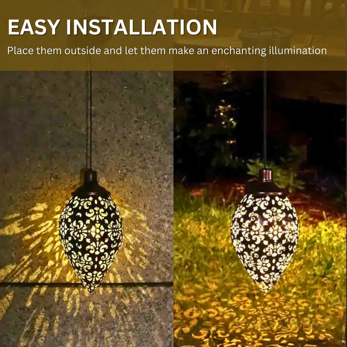 Solar-Powered LED Garden Light - Waterproof Metal Garden Lantern Light