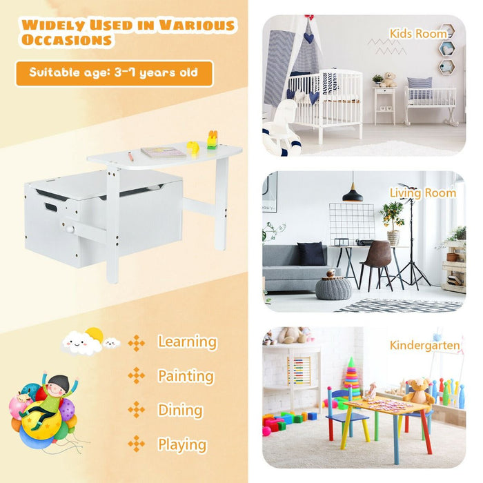 3-In-1 Kids Table and Chair Set with Toy Storage Box