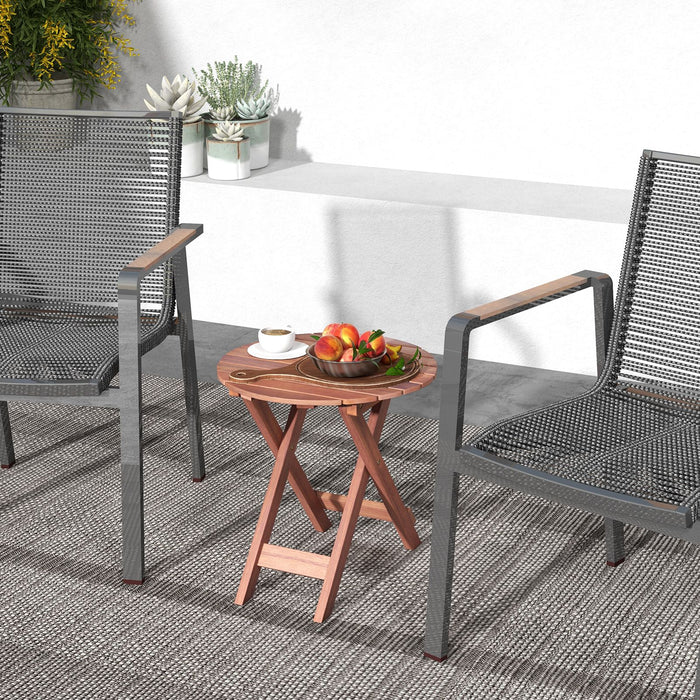 Wooden Side Table with Slatted Tabletop and Sturdy X-Shaped Frame