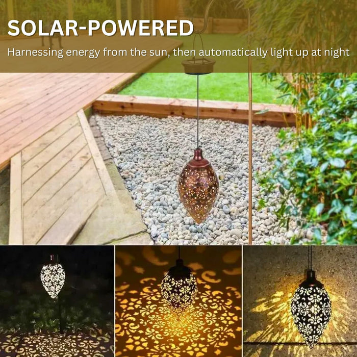 Solar-Powered LED Garden Light - Waterproof Metal Garden Lantern Light