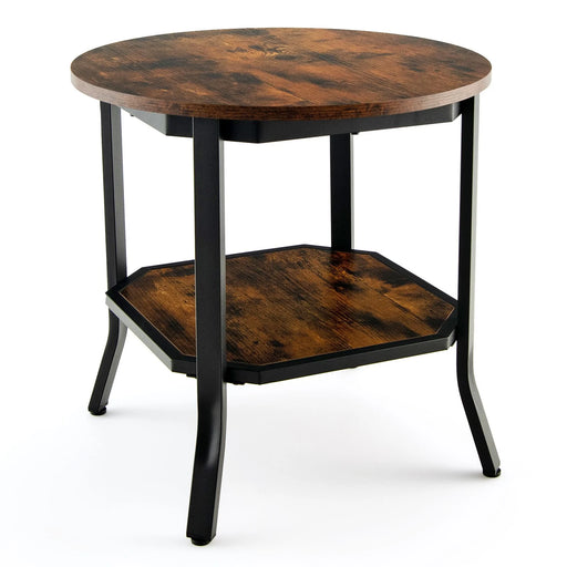 2-Tier Industrial round End Table