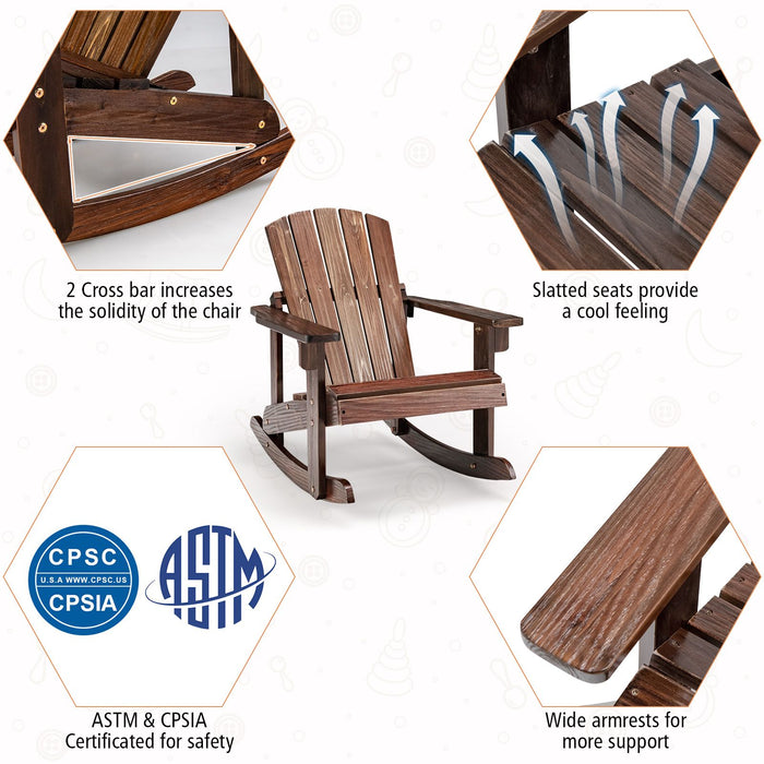 Patio Adirondack Rocking Chair with High Backrest