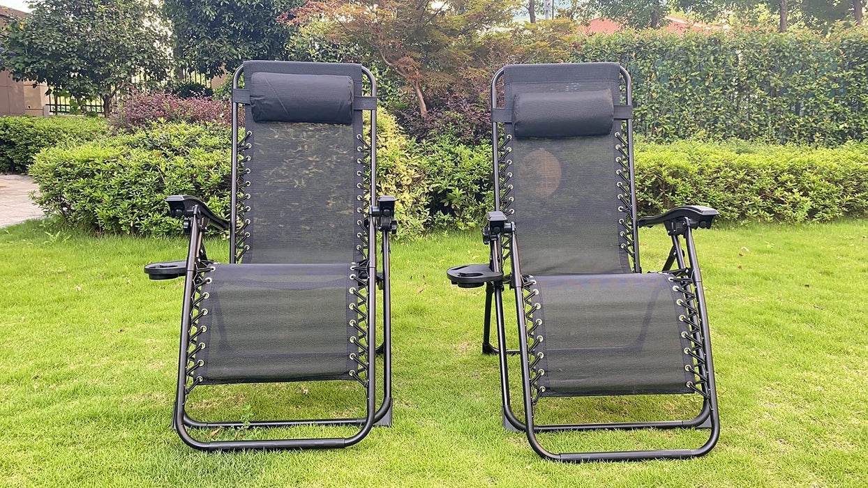 SEDOL Zero Gravity Chairs (Set of 2) - Reclining & Folding Outdoor Chair for Garden, Decking, and Patio