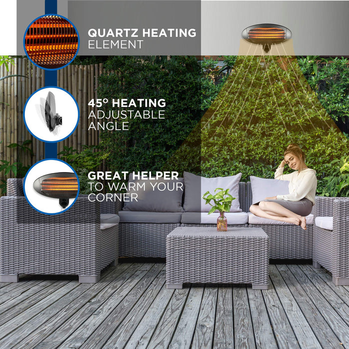 SEDOL Electric Patio Heater - Wall Mount 2KW Quartz Halogen Heater