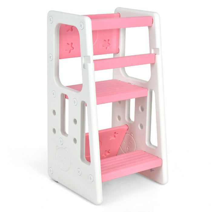 Kids Non-Slip Kitchen Step Stool with Double Safety Rails