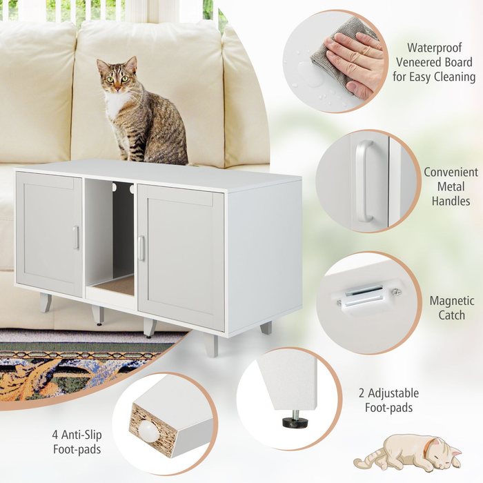 Cat Litter Box Enclosure with Scratching Board