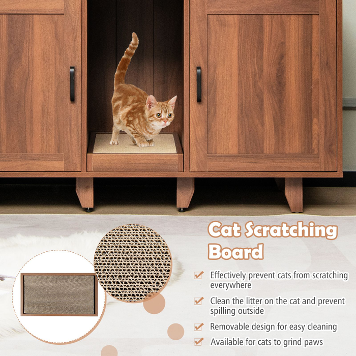 Cat Litter Box Enclosure with Scratching Board