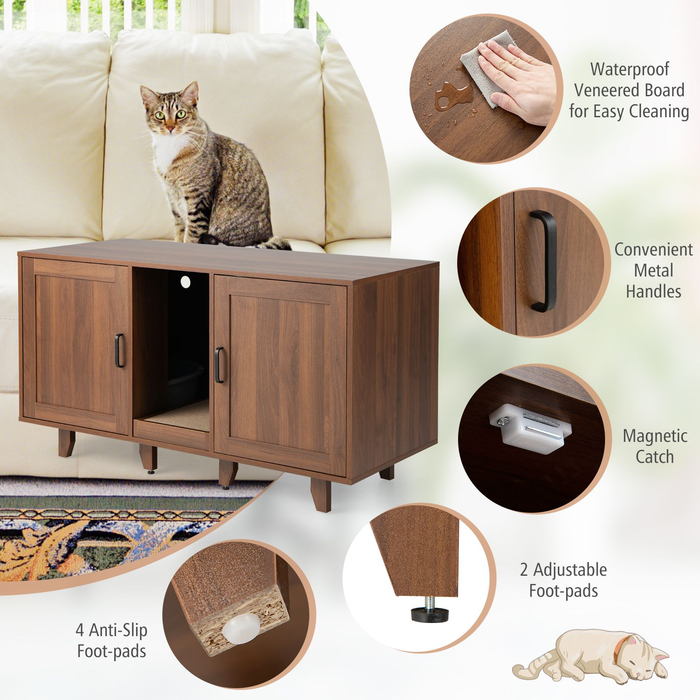 Cat Litter Box Enclosure with Scratching Board