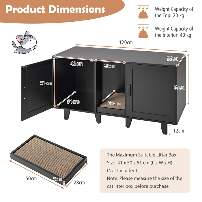 Cat Litter Box Enclosure with Scratching Board