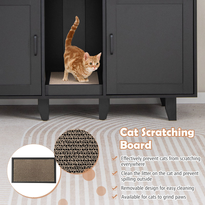 Cat Litter Box Enclosure with Scratching Board