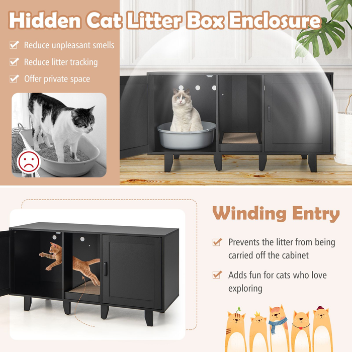 Cat Litter Box Enclosure with Scratching Board