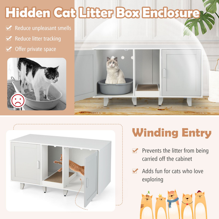 Cat Litter Box Enclosure with Scratching Board