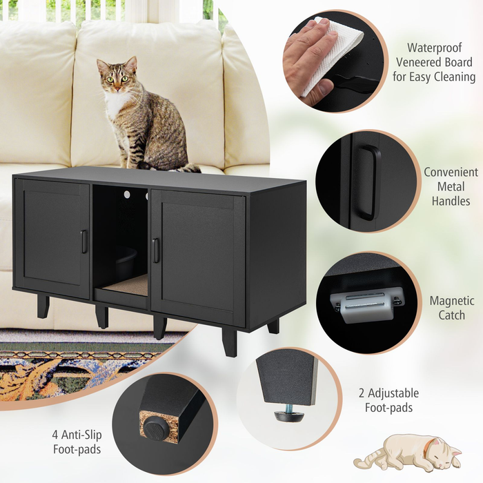 Cat Litter Box Enclosure with Scratching Board