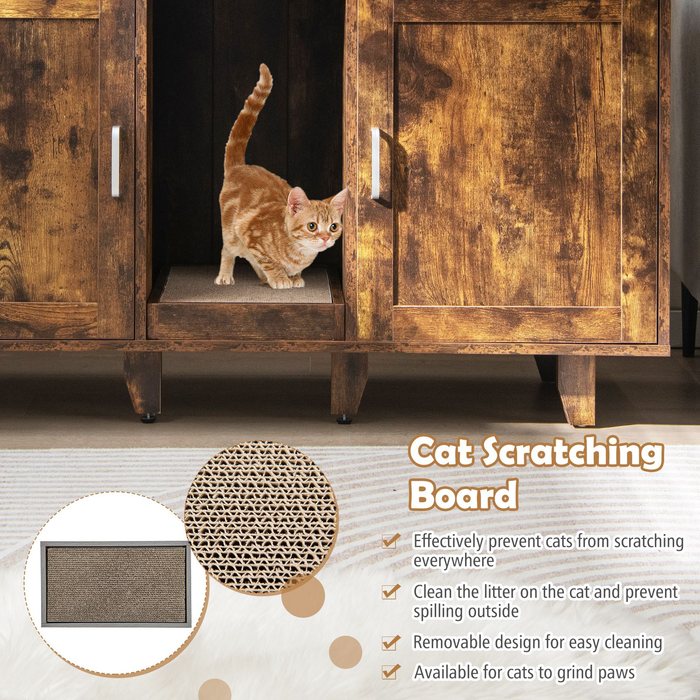 Cat Litter Box Enclosure with Scratching Board