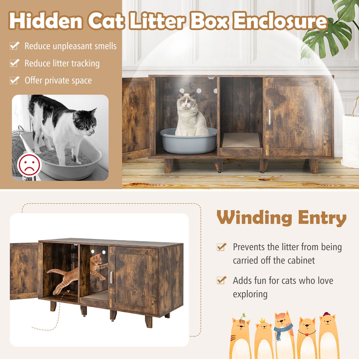 Cat Litter Box Enclosure with Scratching Board