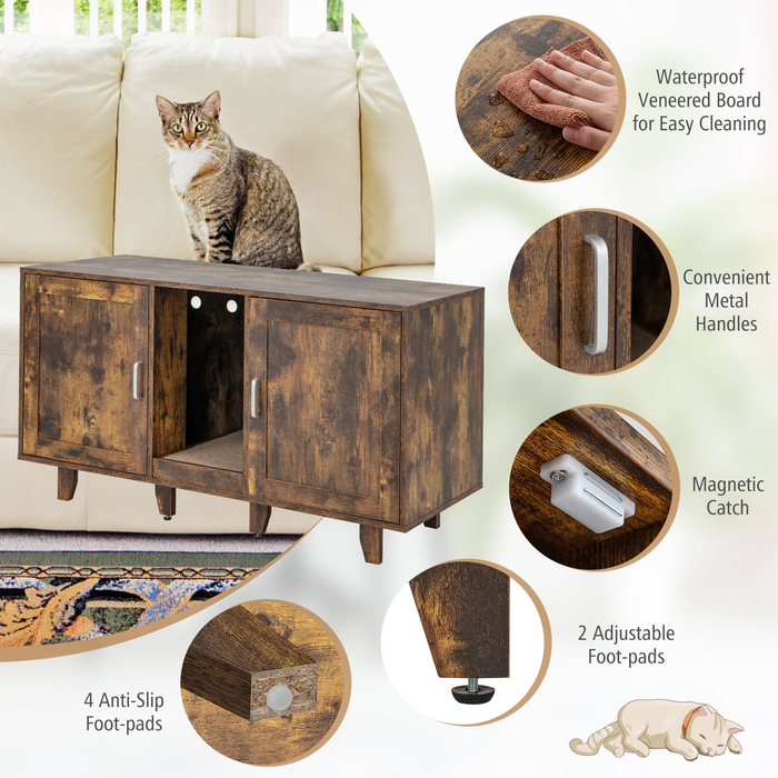 Cat Litter Box Enclosure with Scratching Board