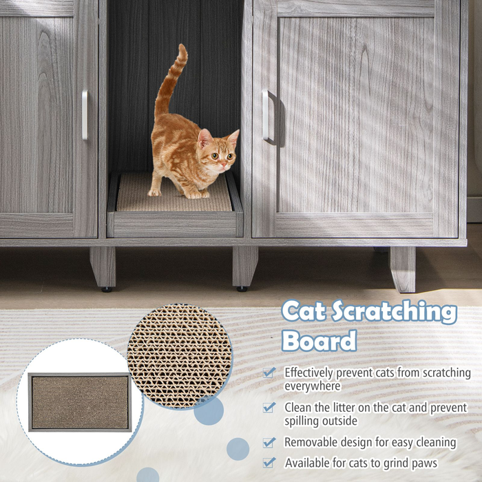 Cat Litter Box Enclosure with Scratching Board