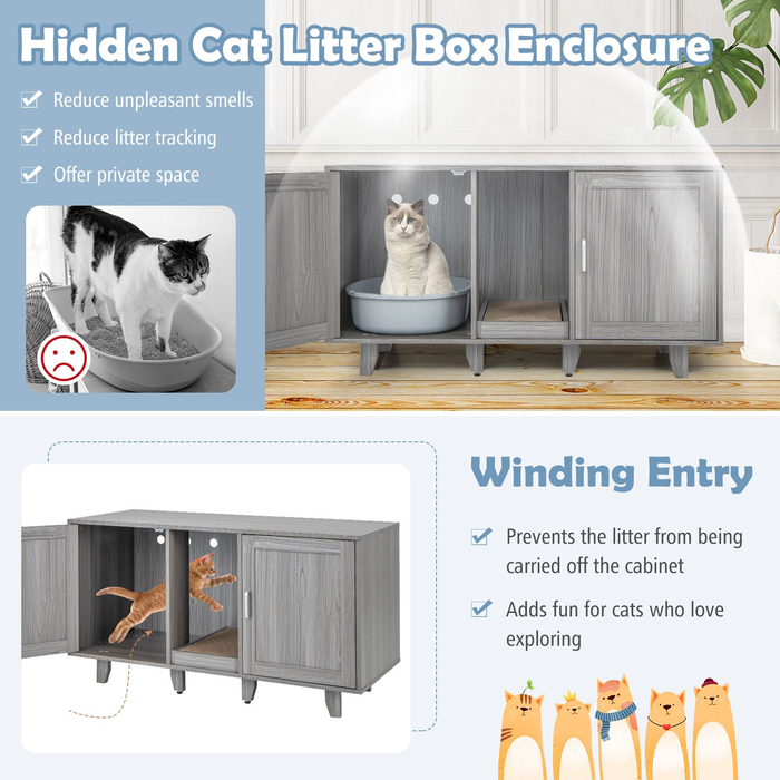 Cat Litter Box Enclosure with Scratching Board