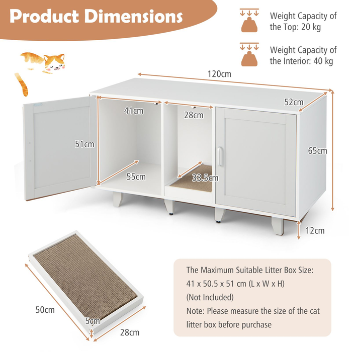 Cat Litter Box Enclosure with Scratching Board