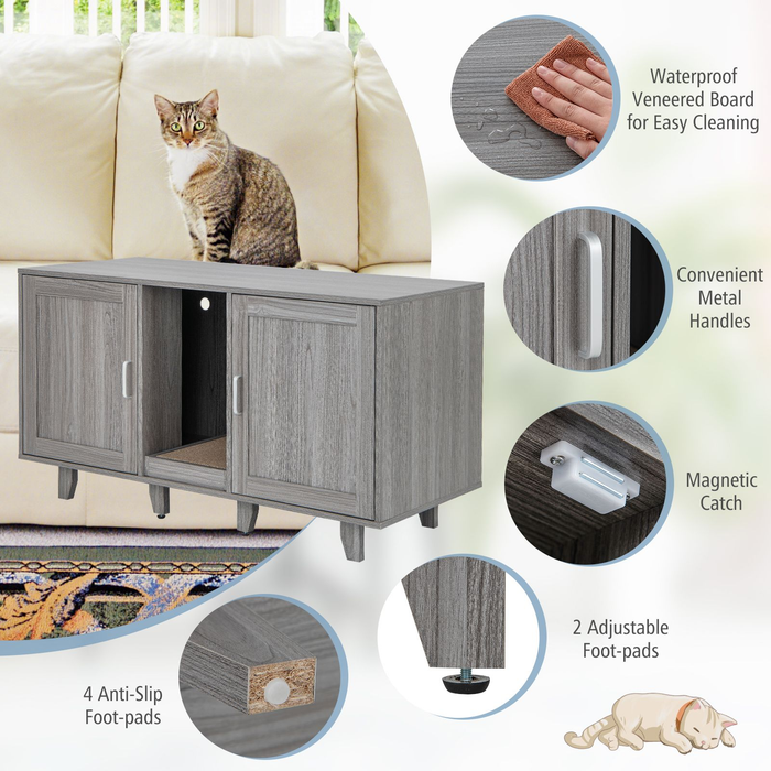 Cat Litter Box Enclosure with Scratching Board